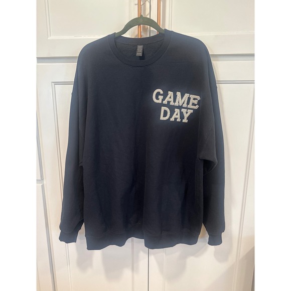 Tops - Game Day Pearl Rhinestone Sweatshirt Basketball Sequin sports game Black 2XL EUC